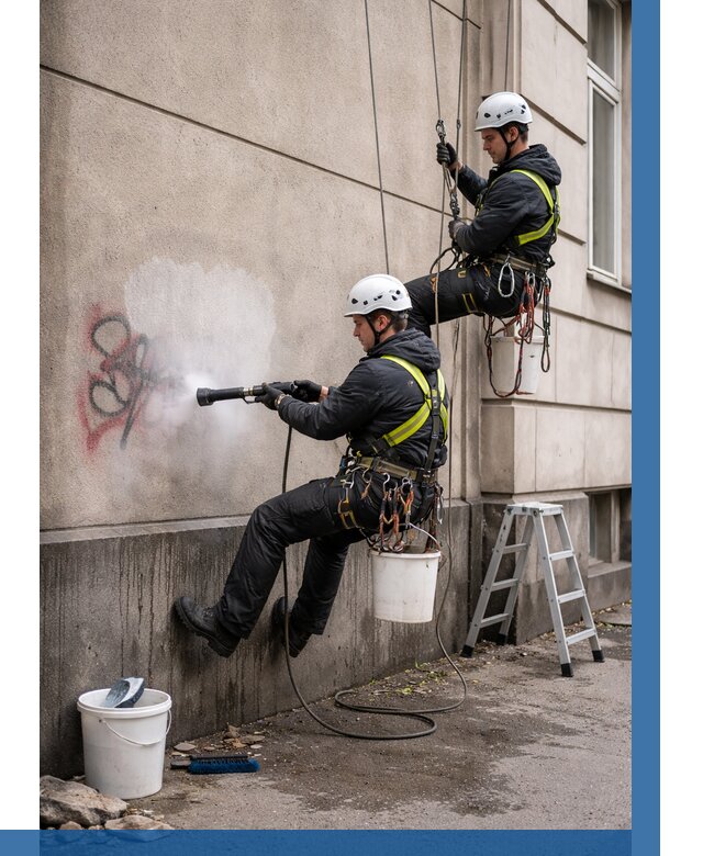 Удаление граффити с фасада в Иркутске от 4689 р. | ВЫСОТНИК-Ркт