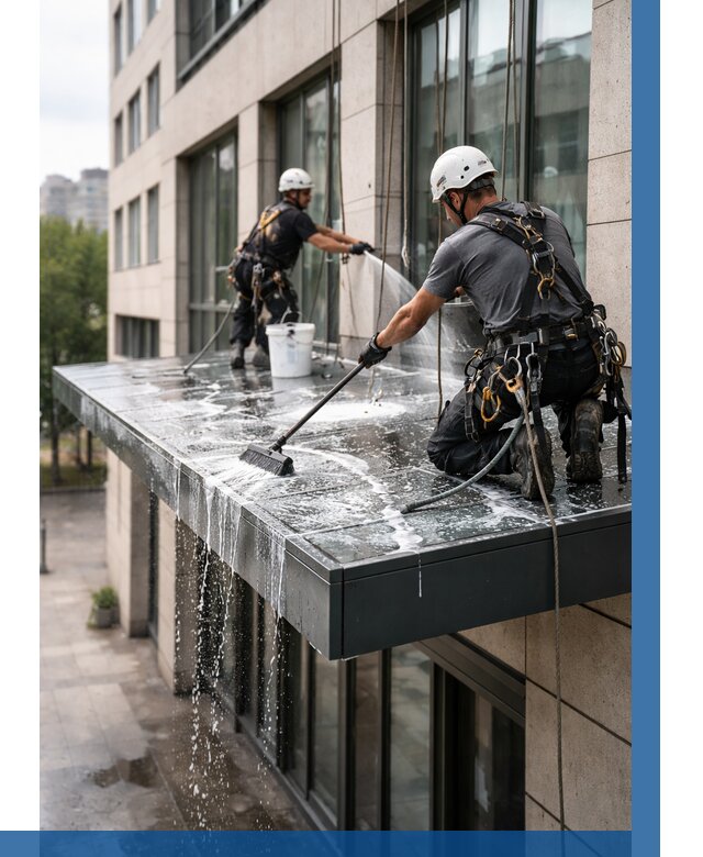 Мойка козырьков и навесов в Иркутске от 3647 р. | ВЫСОТНИК-Ркт