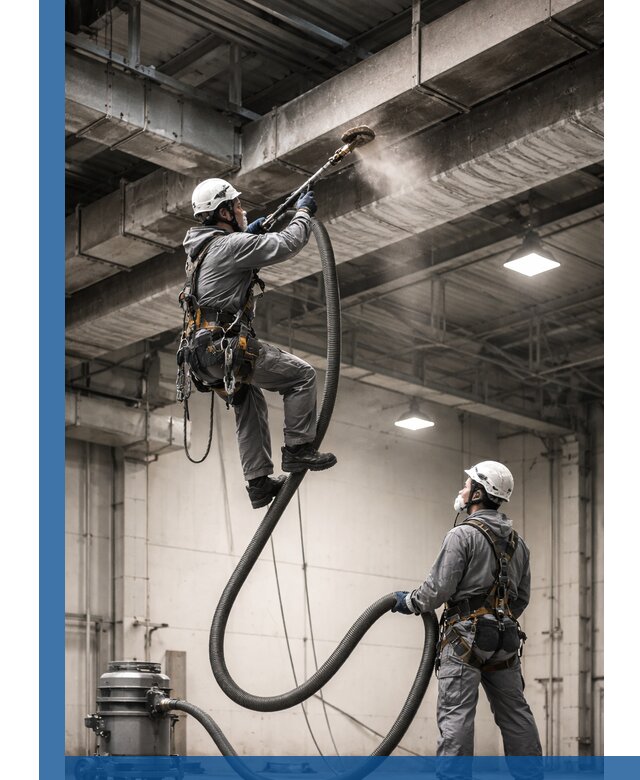 Обеспыливание потолочных конструкций в Иркутске промышленным альпинизмом