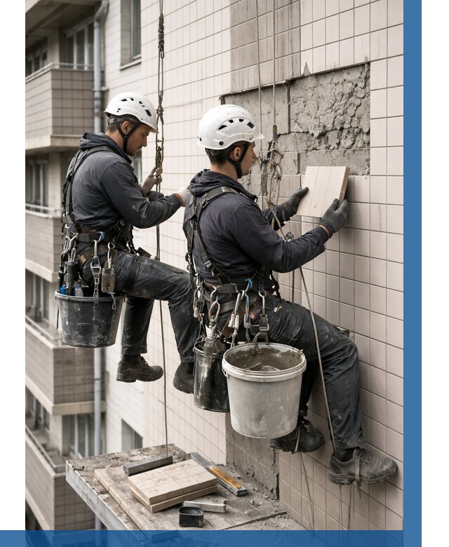 Ремонт облицовки фасада плиткой в Иркутске от 1875 р. | ВЫСОТНИК-Ркт