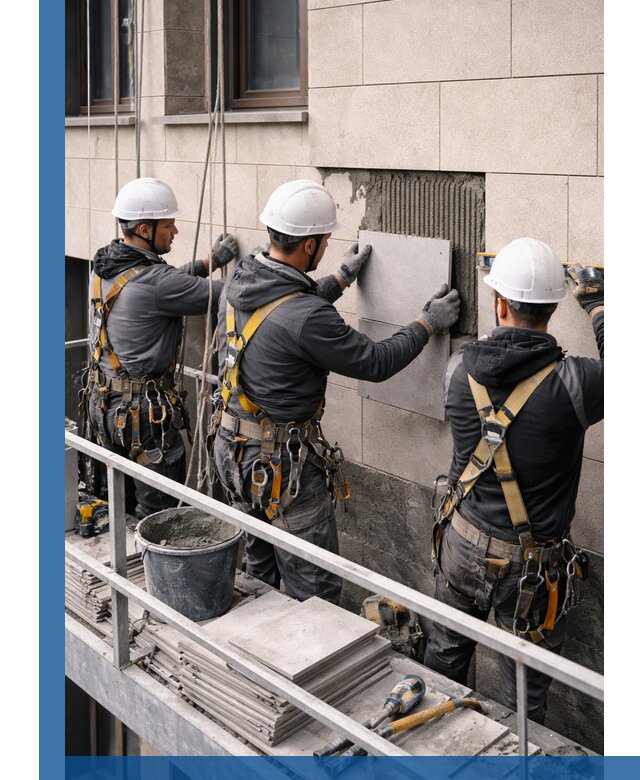 Ремонт облицовки фасада плиткой в Иркутске с гарантией