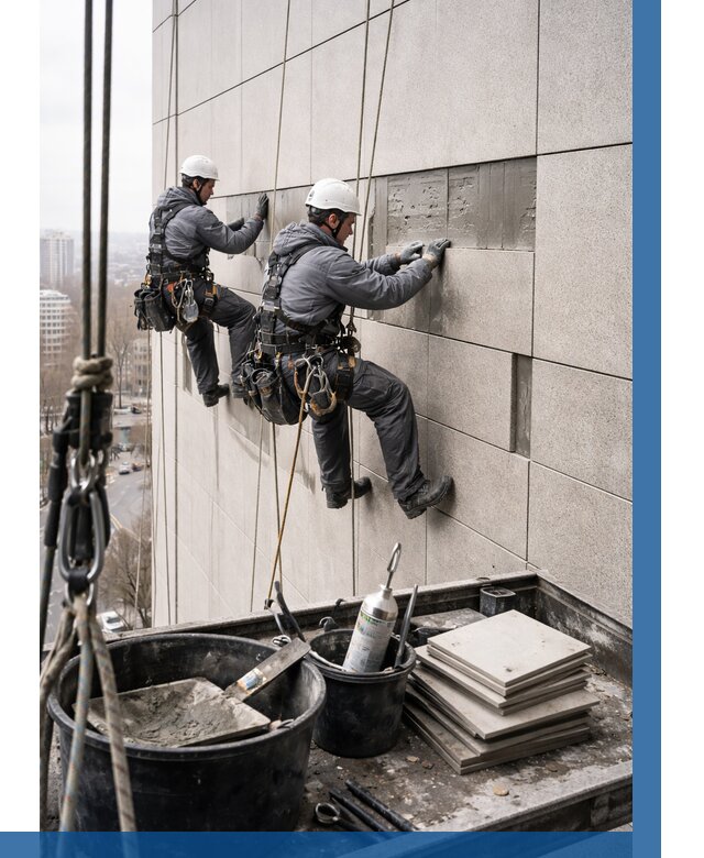 Ремонт фасада из керамогранита в Иркутске от 2605 р. | ВЫСОТНИК-Ркт