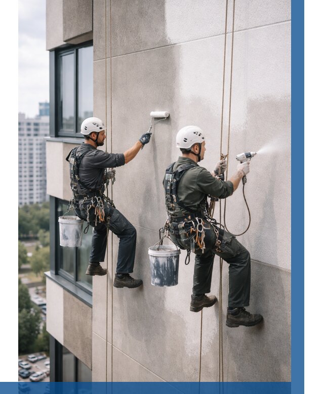 Покраска фасада альпинистами в Иркутске от 313 р. | ВЫСОТНИК-Ркт