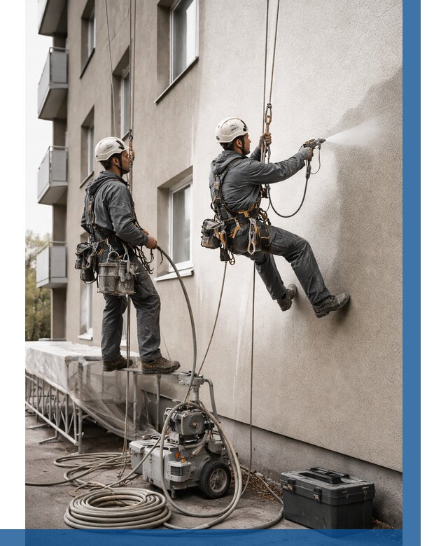 Безвоздушная покраска фасада в Иркутске от 229 р/м² | ВЫСОТНИК-Ркт