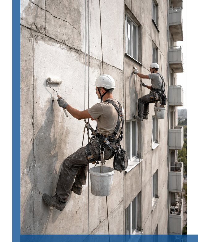 Покраска бетонного фасада в Иркутске для жилых и промышленных объектов