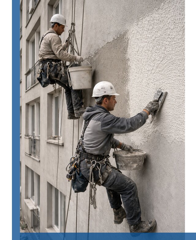 Нанесение декоративной штукатурки короед на фасад в Иркутске