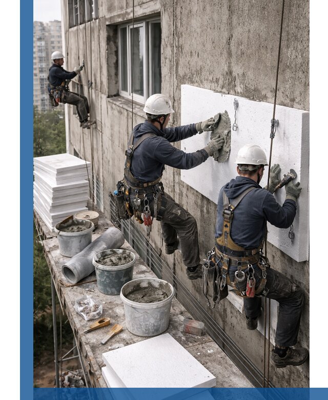 Утепление фасада пенополистиролом в Иркутске под ключ