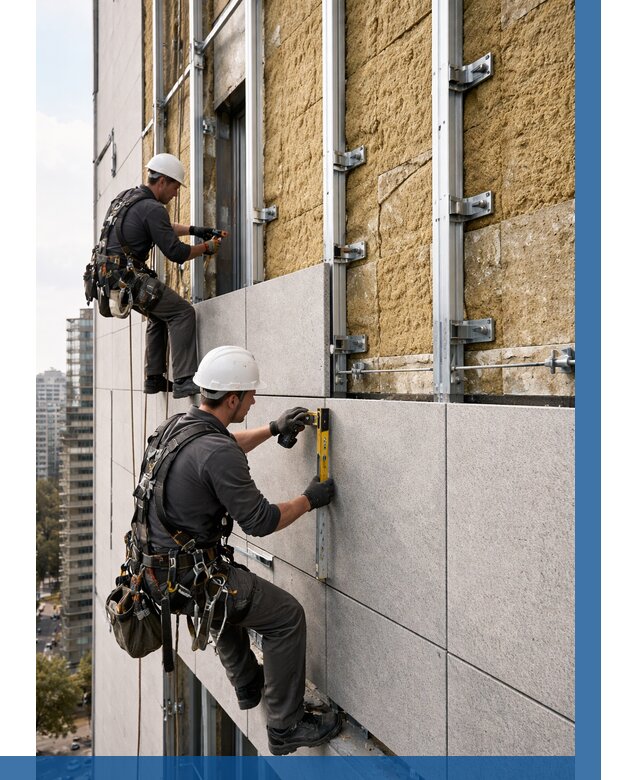 Монтаж вентилируемого фасада в Иркутске от 3647 р. | ВЫСОТНИК-Ркт