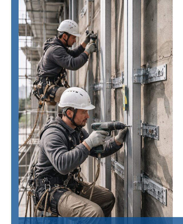 Монтаж и крепление подсистемы вентфасада в Иркутске