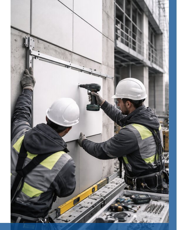 Монтаж композитных панелей фасада в Иркутске от 2605 р. | ВЫСОТНИК-Ркт