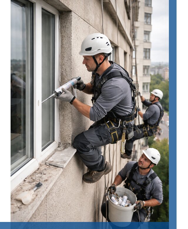 Герметизация оконных швов снаружи в Иркутске от 1563 р. | ВЫСОТНИК-Ркт