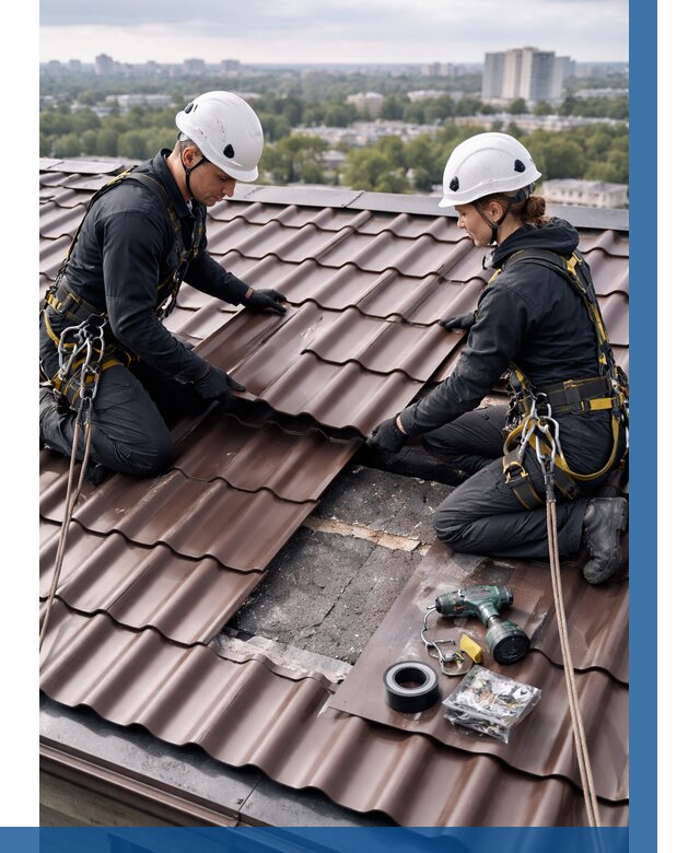 Ремонт металлочерепицы на крыше в Иркутске от 938 р. | ВЫСОТНИК-Ркт