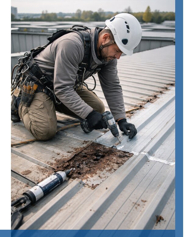 Ремонт профнастила на кровле в Иркутске от 729 р. | ВЫСОТНИК-Ркт