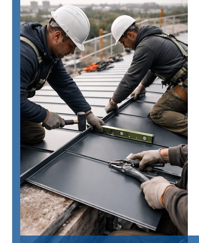 Монтаж фальцевой кровли в Иркутске для промышленных зданий