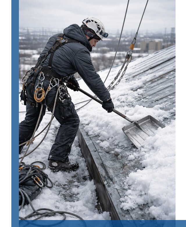 Профессиональная очистка кровли от снега и наледи в Иркутске