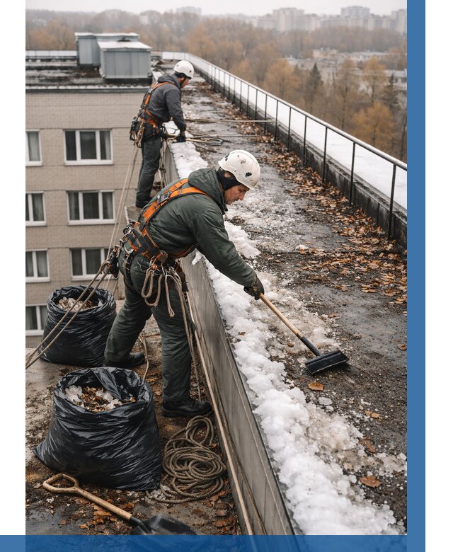 Очистка кровли по периметру в Иркутске от 573 р. | ВЫСОТНИК-Ркт