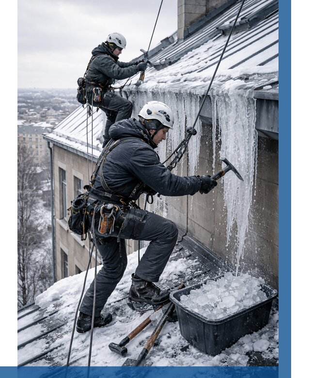 Удаление наледи с кровли в Иркутске от 5730 р. | ВЫСОТНИК-Ркт