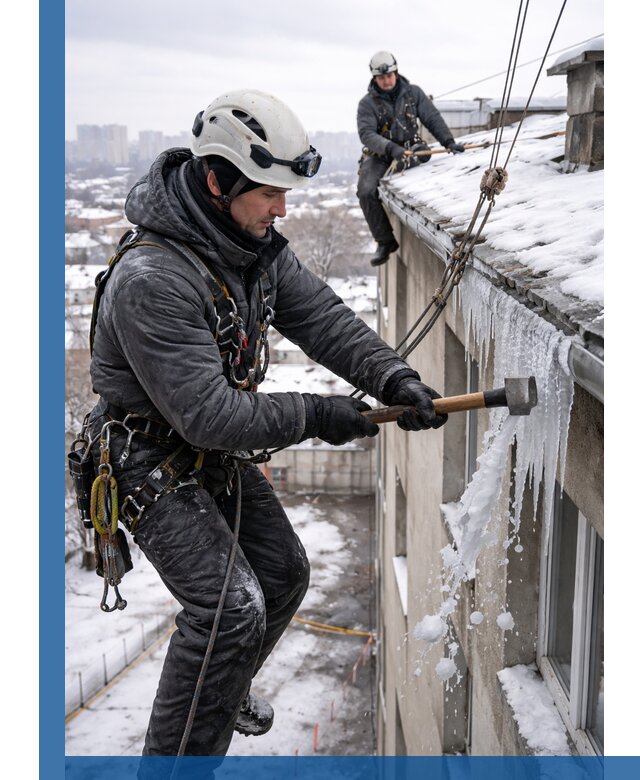 Сбивание и удаление сосулек с крыши в Иркутске безопасно