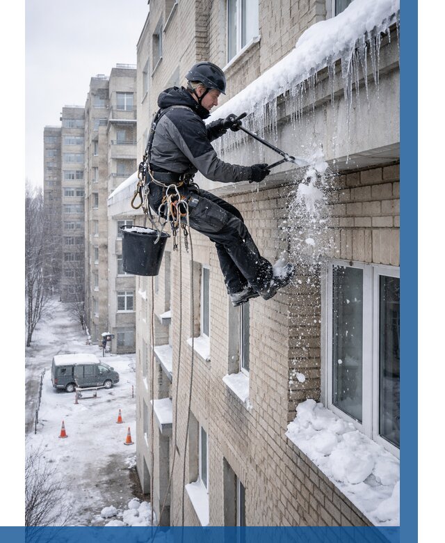 Удаление наледи с карнизов в Иркутске от 365 р. | ВЫСОТНИК-Ркт