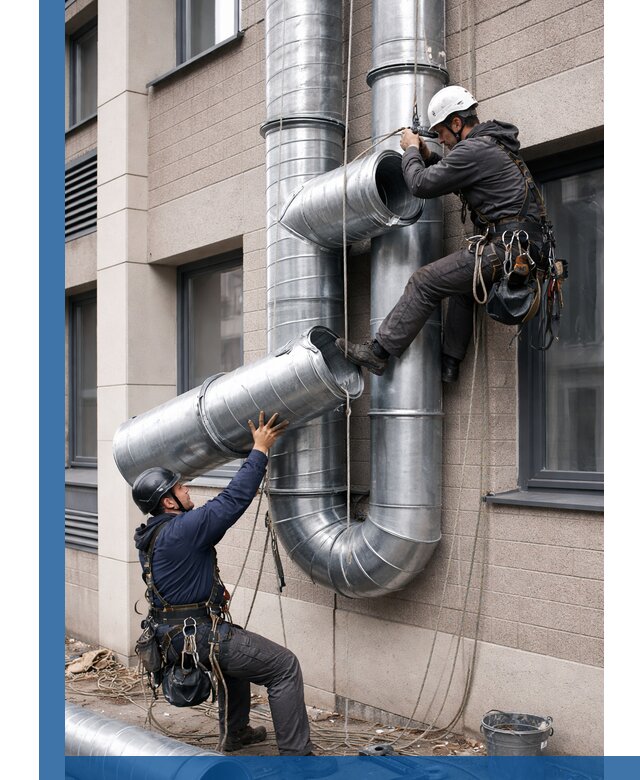 Монтаж фасадных воздуховодов в Иркутске с герметизацией и крепежом