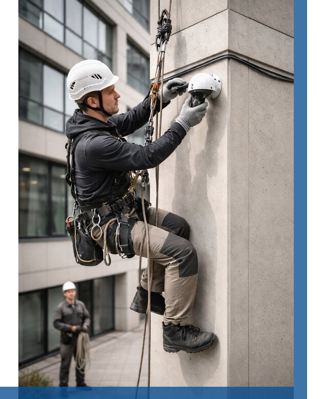 Монтаж камер видеонаблюдения на фасаде в Иркутске от 8856 р.-ВЫСОТНИК-Ркт