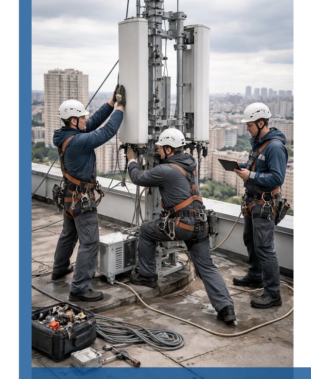 Монтаж антенн связи на крыше в Иркутске с вводом в эксплуатацию