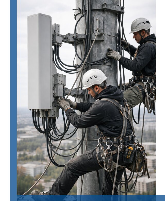 Монтаж оборудования связи на мачте в Иркутске с пусконаладкой