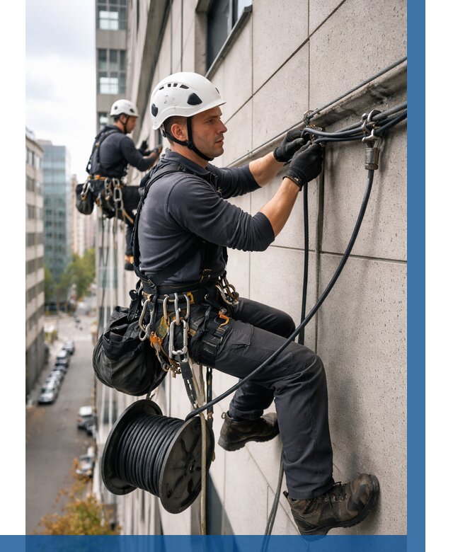 Прокладка кабеля по фасаду в Иркутске от 365 р. | ВЫСОТНИК-Ркт