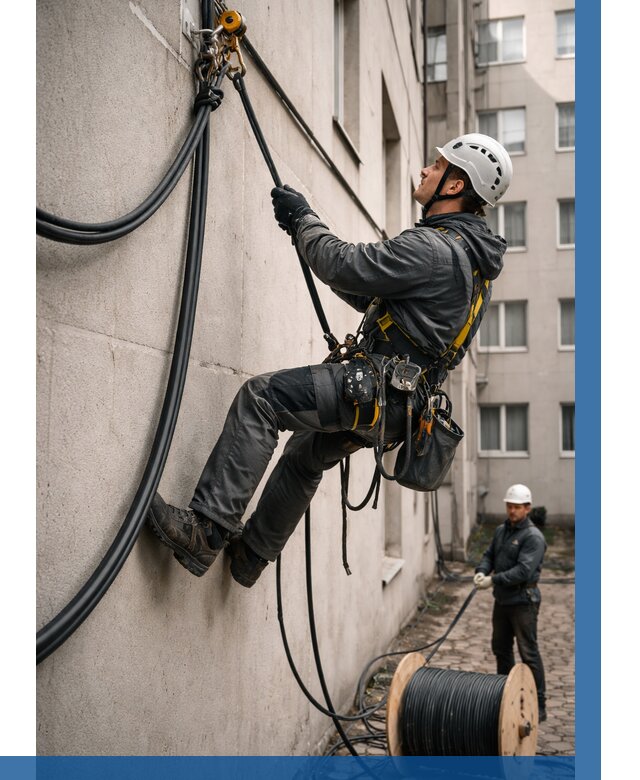 Протяжка кабеля питания на высоте в Иркутске от 469 р. | ВЫСОТНИК-Ркт