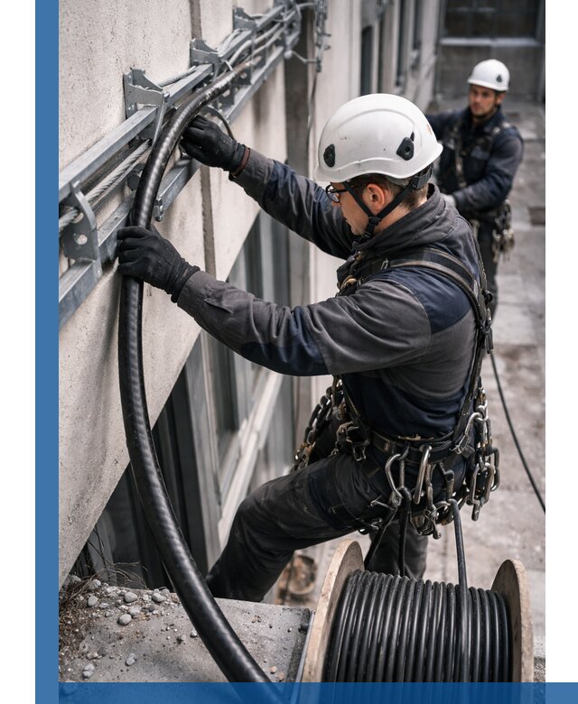 Протяжка кабеля питания на высоте в Иркутске с гарантией безопасности и качества