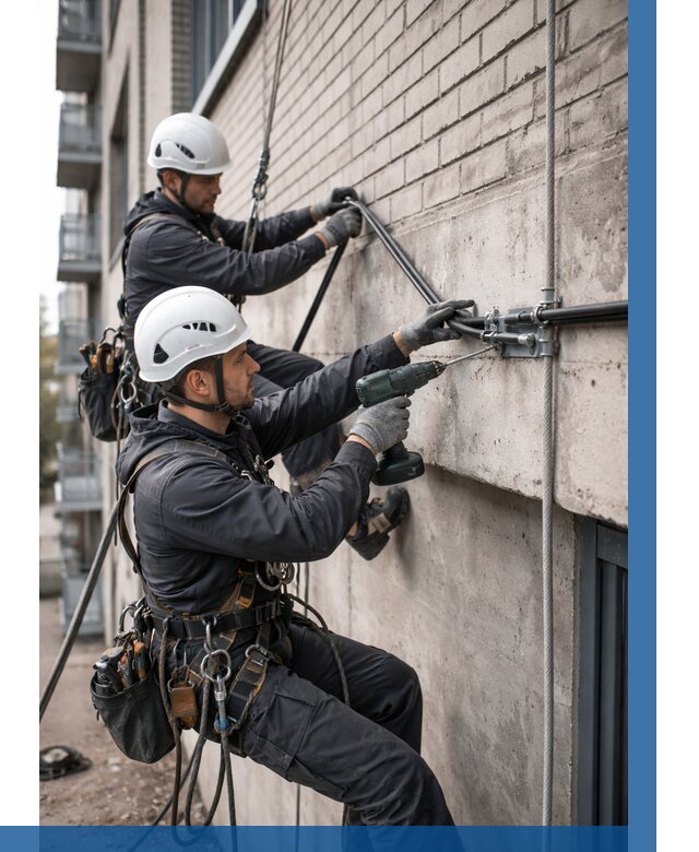 Крепление кабеля на фасаде в Иркутске от 365 р. | ВЫСОТНИК-Ркт