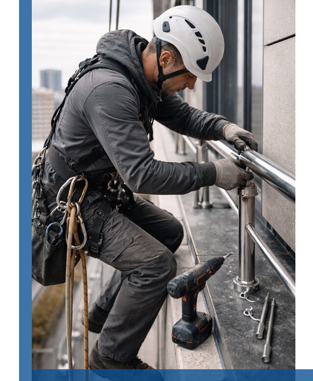 Монтаж ограждений на высоте в Иркутске для зданий и конструкций