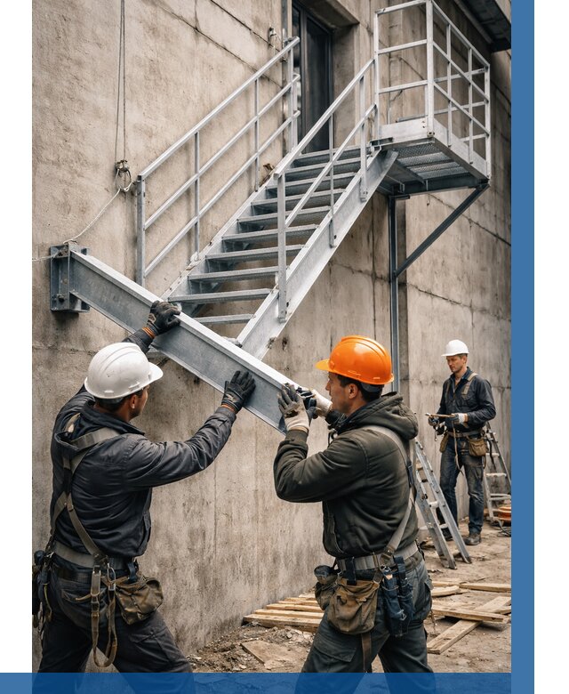 Монтаж металлических лестниц в Иркутске от 15629 р. | ВЫСОТНИК-Ркт