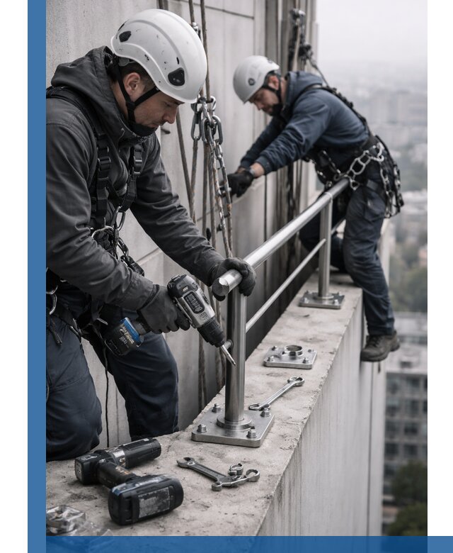 Монтаж перил на высоте в Иркутске для жилых и промобъектов