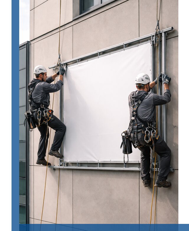 Монтаж наружной рекламной вывески в Иркутске под ключ