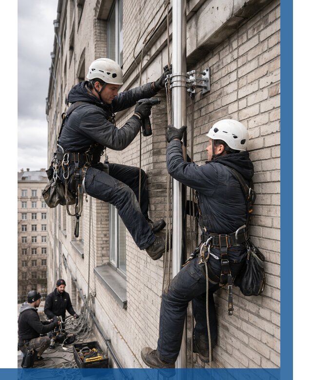 Монтаж флагштока на здании в Иркутске от 6772 р. | ВЫСОТНИК-Ркт