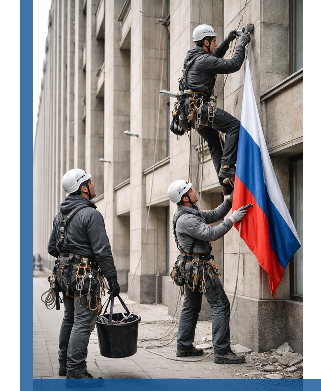 Профессиональная установка флагов на фасаде в Иркутске