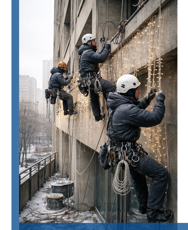 Монтаж новогодней иллюминации и украшение фасадов в Иркутске