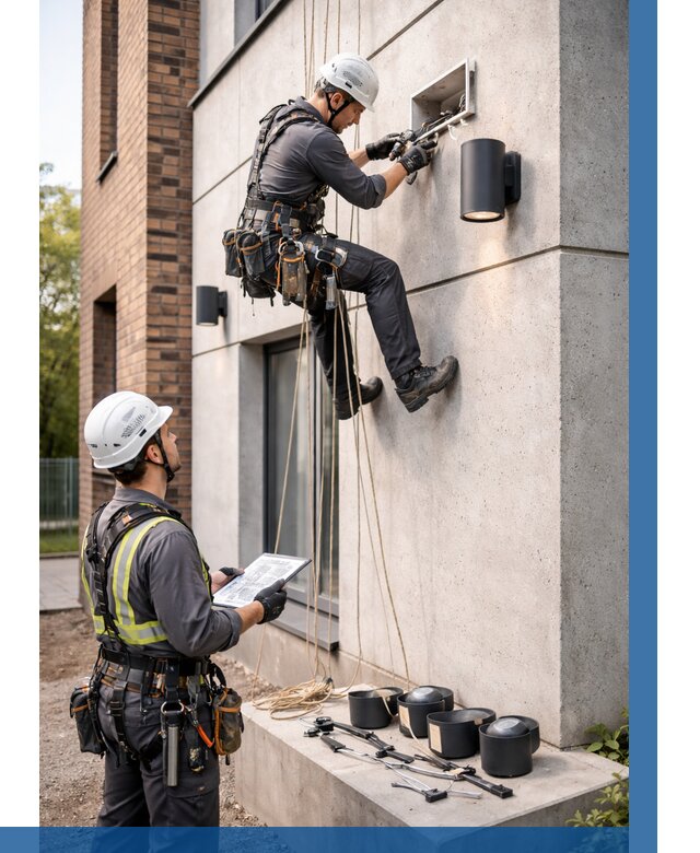 Монтаж фасадного освещения в Иркутске от 2605 р. | ВЫСОТНИК-Ркт