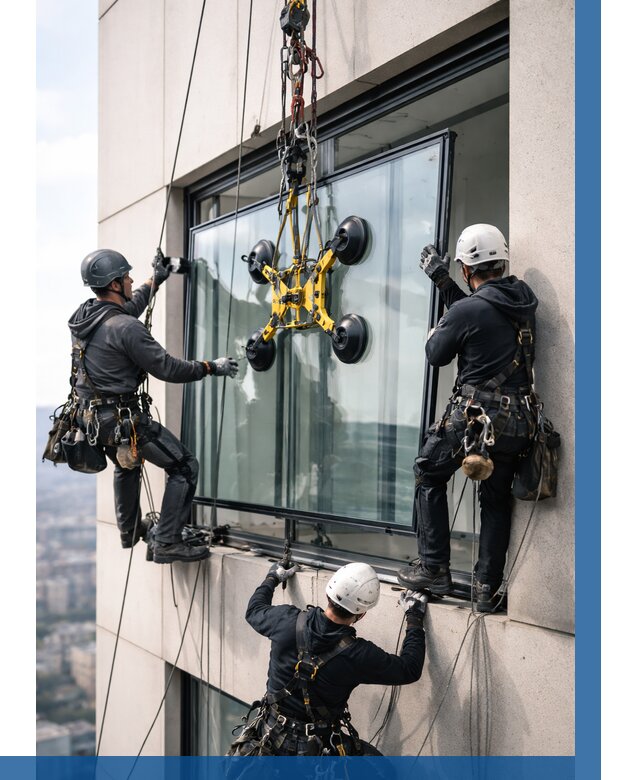 Монтаж стеклопакетов на высоте в Иркутске от 3334 р. | ВЫСОТНИК-Ркт