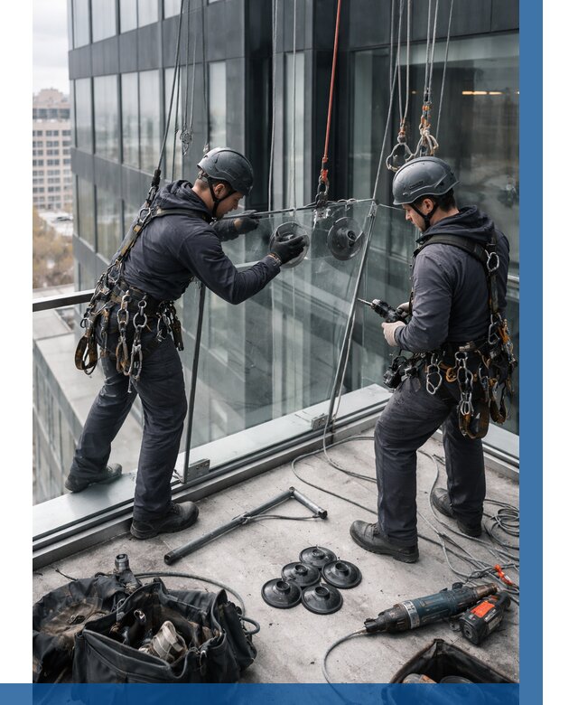 Монтаж стеклянных ограждений в Иркутске от 2605 р. | ВЫСОТНИК-Ркт