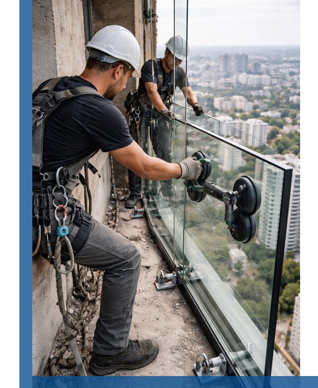Монтаж стеклянных ограждений под ключ с гарантией в Иркутске