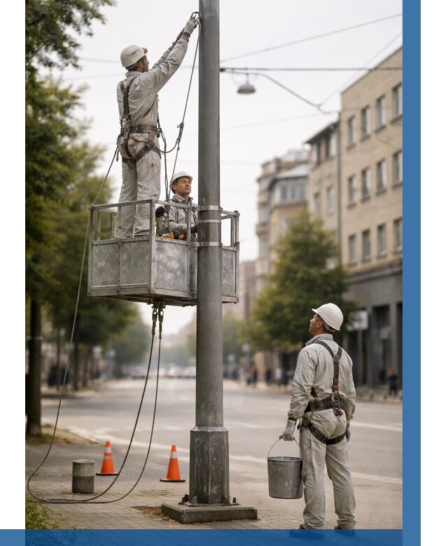 Покраска опор освещения в Иркутске от 5210 р. | ВЫСОТНИК-Ркт