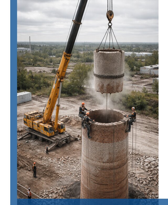 Демонтаж дымовой трубы в Иркутске с гарантиями безопасности