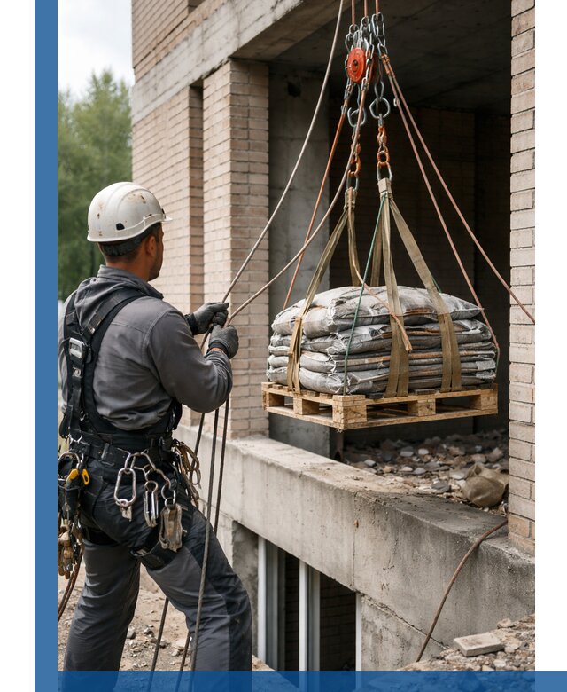 Подъем материалов на этаж веревками в Иркутске оперативно