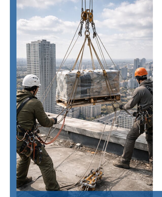 Подъем и монтаж крупногабаритных грузов на крышу в Иркутске