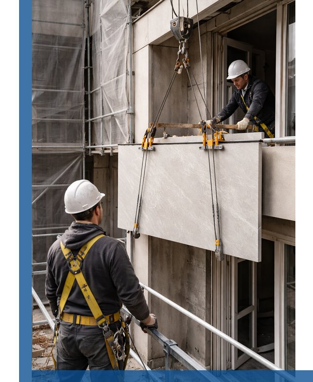 Подъем керамогранита на этаж в Иркутске грузчиками и техникой