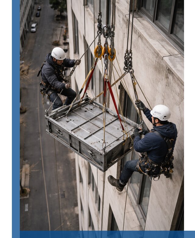 Спуск и подъем грузов по фасаду в Иркутске для зданий