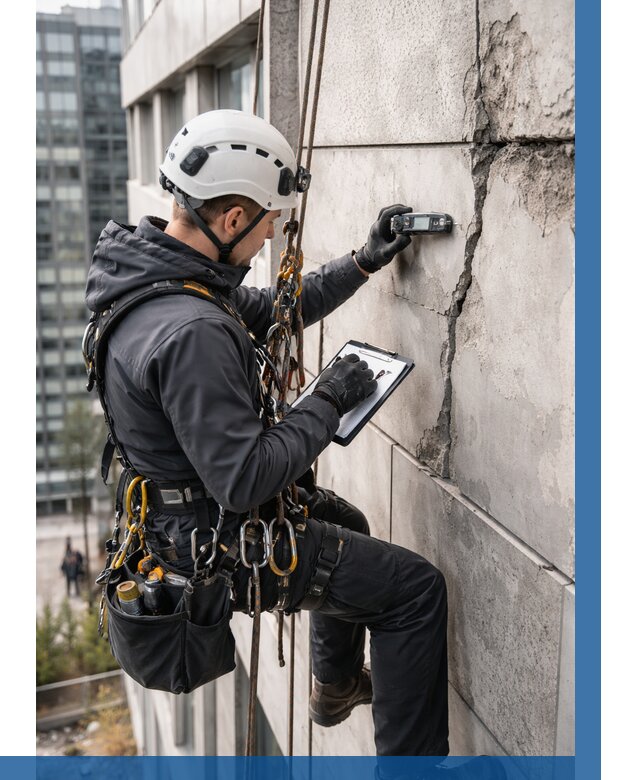 Обследование фасада альпинистами в Иркутске от 125 р. | ВЫСОТНИК-Ркт