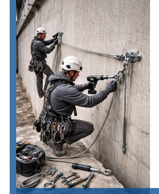 Монтаж анкерных линий высотной безопасности в Иркутске